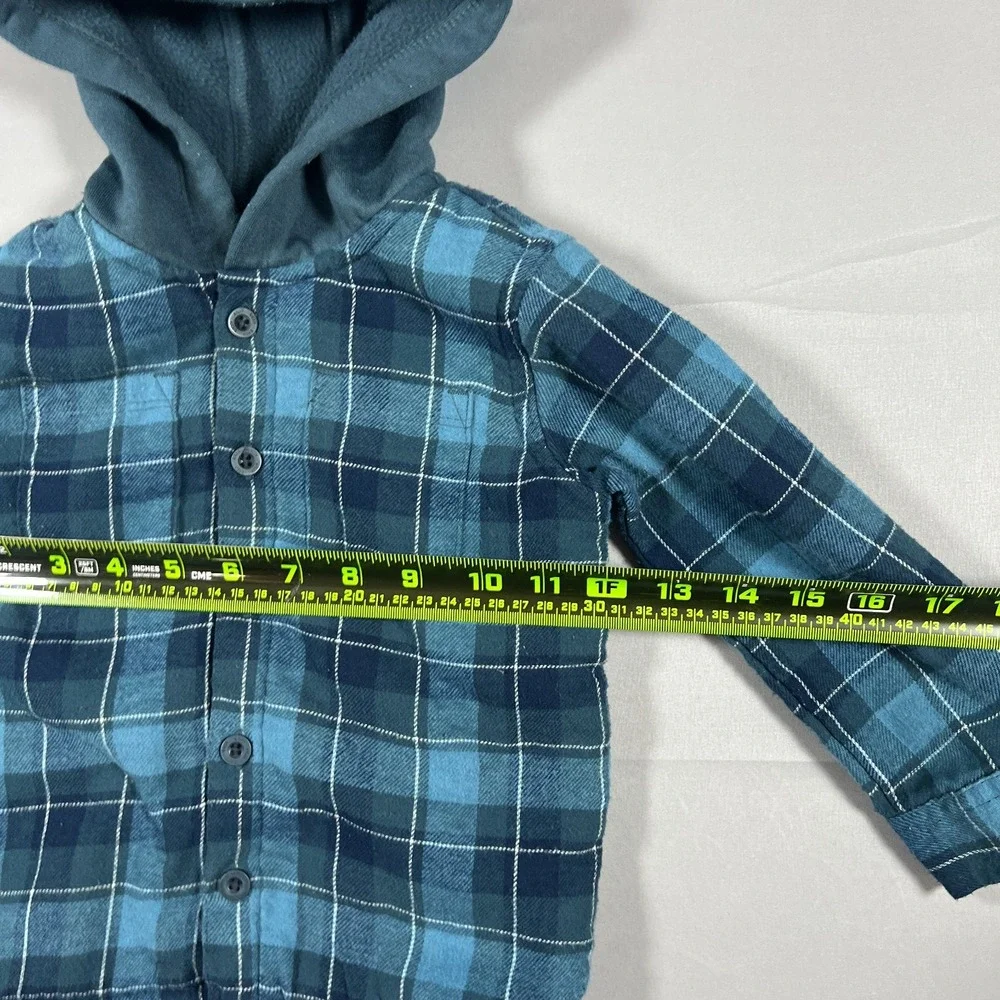 Dkny Outfit Set Kids 24M Blue Plaid Sherpa Lined Hooded Cotton Elastic Waistband
